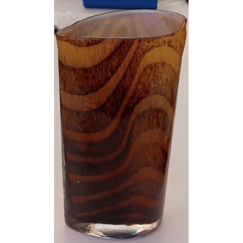 Brown And Orange Glass Year Shaped Vase
